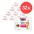 Butcher's Delicious Dinners per gatti, confezione da 32 bustine. Sulla confezione: pollo e fegato, pollo e manzo, 4x100g. Immagine di un gatto arancione e bandiera UK visibile.