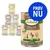 Lukullus vådfoder til hund, dåse med tekst 'Ente & Kalb', 400 g. Synlige varianter: Ged & Lam, Rind & Truthahn. Blå cirkel med teksten 'PRØV NU'.