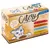 Catessy Chunks en gelatina mezcla de verduras. 3x con ternera en gelatina de tomate, 3x con pato en gelatina de zanahoria, 3x con salmón en gelatina de espinaca, 3x con pollo en gelatina de huevo. Tamaño de porción indicado en el envase.