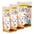 Three packs of Catessy Snack cat treats, 65g each, with poultry & cheese. Visible text: 'Crunchy n’ smooth!', 'YUMMMMEEOW!', 'Less than 2 kcal per snack'. Cartoon cat on packaging.