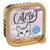Catessy Fine Paté cu curcan, 100g. Fără adaos de zahăr. Ilustrație cu o pisică gri cu ochi albaștri și textul „Oh, so smooth!”.