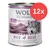 Wolf of Wilderness Wild Hills, 12x800g, 100% grain-free, anatra con frutti di bosco, radici ed erbe selvatiche. Testo in inglese: duck with fruits of the forest, roots and wild herbs.