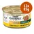 Purina Gourmet Gold straccetti con pollo, confezione 12x85g. Immagine di gatto bianco e carne sminuzzata sull'etichetta. Testo: riciclami, straccetti, con pollo. Purina Gourmet Gold straccetti con pollo, confezione 12x85g. Immagine di gatto bianco e carne sminuzzata sull'etichetta. Testo: riciclami, straccetti, con pollo.
