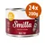 Confezione da 24 lattine Smilla Beef Pot 200 g, con scritte: With Chicken, Contains Taurine, Grain-Free Recipe, Food for a Lifetime. Immagine di un gatto visibile sulla confezione.