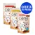 Tres bolsas de snacks Catessy Yummmmeow! sabores: with beef & malt, with poultry & cheese, with salmon. Etiqueta azul: OFERTA DE PRUEBA. Texto visible: crunchy'n smooth!, 55 g, 65 g.