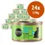 24 lattine da 170 g Cosma Pure Love Skipjack Tuna in Jelly, Single Protein Pure Fish. Etichetta verde con silhouette di gatto e testo visibile sul fronte.