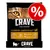 CRAVE Satisfy Their Nature, aliment pour chats, teneur élevée en protéines, fabriqué avec 100 % poulet naturel, avec dinde et poulet, sans céréales. Symbole de réduction visible.