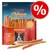 Rocco Chings Originals, 100% chicken breast strips, sachet de 250 g avec illustration de chien et symbole pourcentage rouge indiquant une offre ou promotion visible sur l’emballage.