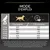 Tableau d'alimentation pour chiens : ration quotidienne en grammes selon le poids et l'activité, par exemple, chien de 25 kg <1 h d'activité 305 g, 1-3 h d'activité 345 g. Conseils pour l'adaptation de la ration.