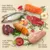 Ingrédients visibles : poisson entier, filet de saumon, steak, foie, œuf, patate douce, pomme, herbes. Textes : Teneur élevée en viande, poisson & ingrédients d'origine animale, fruits, légumes et herbes aromatiques de qualité, des recettes sans céréales.