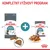 Royal Canin Hairball Care suché a mokré krmivo pre mačky, balenie granúl a kapsička s kúskami v omáčke, text: Kompletný výživový program