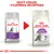 Porovnání starého a nového balení krmiva Royal Canin Sensible 33 pro kočky, nápis: Nový vzhled, vylepšená receptura. Viditelné texty: Regular Sensible 33, Optimal Digestion.