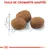 Taille de croquette adaptée, trois croquettes montrées à côté d’une règle indiquant 1 cm.