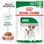 Confezione Royal Canin MINI Adult 85g x12, scritte Health Nutrition, Salute digestiva, salsa. Immagine di cane e crocchette in salsa.