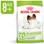 Συσκευασία Royal Canin x-small adult 8+, έως 4 κιλά, με σκύλο στη συσκευασία. Εμφανίζεται το κείμενο: Healthy immune system, Optimal vitality support, SIZE XS, AGE 8+.