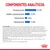 Componentes analíticos: proteína bruta 27,0 %, aceites y grasas brutos 11,0 %, ceniza bruta 4,8 %, fibras brutas 11,8 %. Incluye composición detallada y aditivos nutricionales.