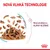 Nová vlhká technologie. Nová struktura s plátky ve šťávě. Zobrazeny masové plátky v omáčce. Spodní pravý roh: Royal Canin.