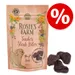 Rosie’s Farm Tender Steak Bites Beef Adult 70 g, balenie s ilustráciou psa a hovädzieho mäsa, vedľa sú tri kúsky maškrty. Symbol percenta v červenom kruhu.