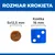 Porównanie rozmiaru krokieta 5×12,5 mm z kostką do gry 16 mm. Napis: Rozmiar krokieta.