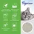 Tigerino Premium. Areia de argila natural de bentonite, muito absorvente e rentável, levanta pouco pó, aglomera rapidamente, excelente controlo de odores, aroma a relva fresca.