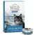 Wild Freedom Instinctive Silvery Seas kattenvoer, 6 x 70 g. Met verse vis, 100% graanvrij recept. Verpakking toont kat en zee. Blikje met zelfde ontwerp zichtbaar.
