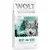 Sac Wolf of Wilderness Deep Seas 12 kg, recette sans céréales, texte en anglais : fresh chicken meat with herring, wild berries, roots & wild herbs. Marque et poids visibles.