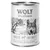 Lata de Wolf of Wilderness White Infinity, 400 g. Texto visible: 100% grain-free, horse with wild berries, roots and wild herbs. Imagen de árbol y lobo en el envase. Lata de Wolf of Wilderness White Infinity, 400 g. Texto visible: 100% grain-free, horse with wild berries, roots and wild herbs. Imagen de árbol y lobo en el envase.