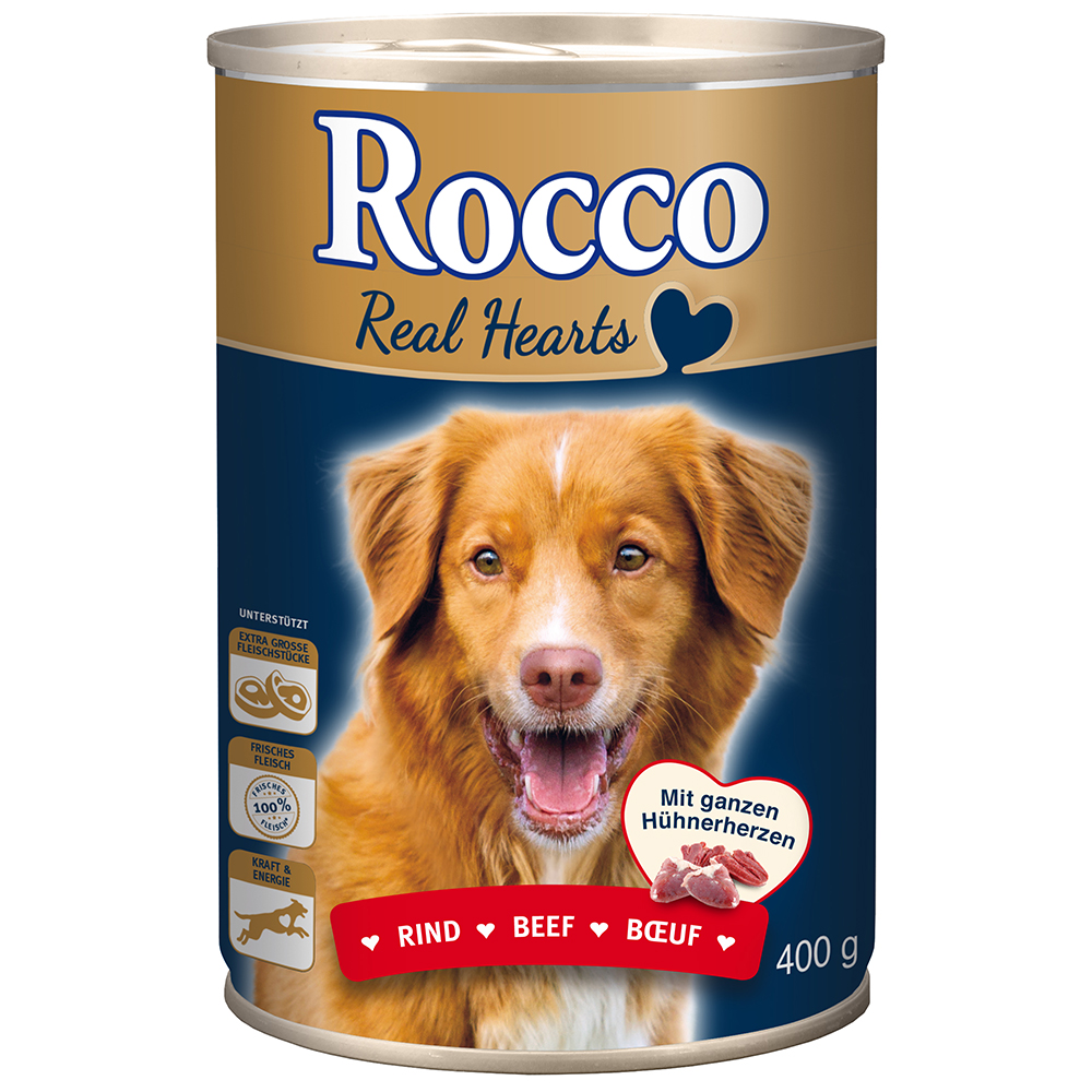 Rocco Real Hearts 24 x 400 g - Pack económico - Vaca