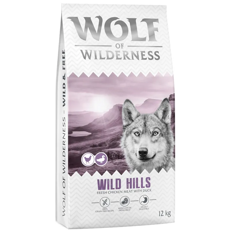 Wolf of Wilderness Adult "Wild Hills" Pato (superventas) - 2 x 12 kg - Pack Ahorro - Receta nueva