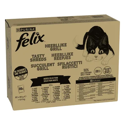 Felix Sfilaccetti Rustici 80 x 80 g Pacco misto umido per gatti
