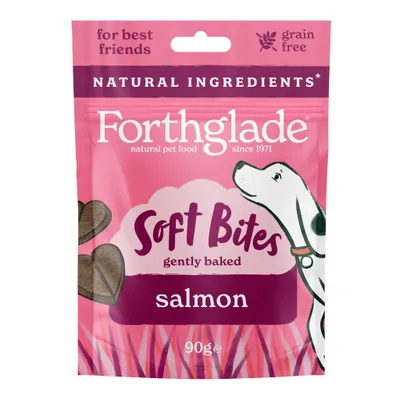 Soft Bites gently baked salmon treats, 90g pack, natural ingredients, grain free, for best friends.