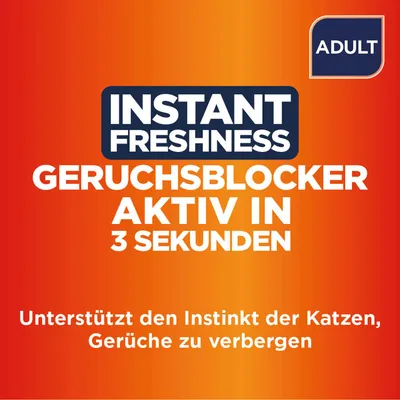 Instant Freshness Geruchsblocker aktiv in 3 Sekunden. Unterstützt den Instinkt der Katzen, Gerüche zu verbergen. Adult.