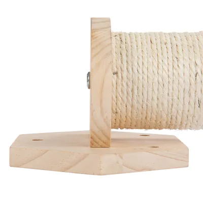 Pieza de repuesto de árbol rascador de madera con cuerda de sisal, apta para reparaciones o ampliaciones de árboles rascadores.