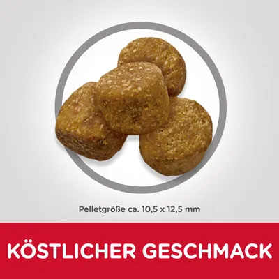 Pelletgrösse ca. 10,5 x 12,5 mm. Köstlicher Geschmack.