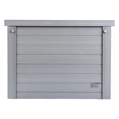 Grey wall made of Ecoflex material with horizontal panels and Ecoflex logo at the bottom right.