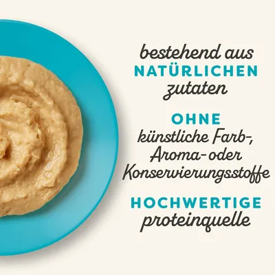 Bestehend aus natürlichen Zutaten, ohne künstliche Farb-, Aroma- oder Konservierungsstoffe. Hochwertige Proteinquelle.