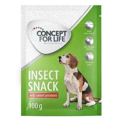 Concept for Life Insect Snack édesburgonyával, 100 g. Egyféle rovarfehérje, alacsony allergén potenciál, hozzáadott gabona nélkül.