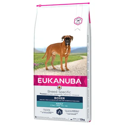 Eukanuba Breed Specific hrană uscată premium pentru Boxer, câini adulți de la 1 an. Mărime pachet: 12 kg.