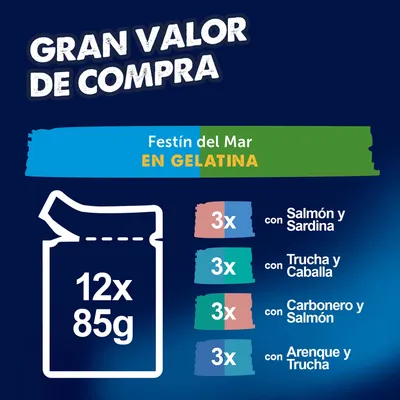 Felix Fantastic Doblemente Bueno 12 x 85 g - Carbonero y salmón, salmón y sardinas, arenque y trucha, trucha y caballa