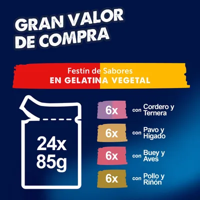 Felix Fantastic Doblemente Bueno 24 x 85 g - 24 x 85 g - Vacuno y ave, cordero y pollo, pavo y pato, cerdo y venado con verduras Felix Fantastic Doblemente Bueno 24 x 85 g - 24 x 85 g - Vacuno y ave, cordero y pollo, pavo y pato, cerdo y venado con verduras