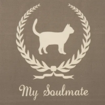 Abbildung einer Katze in einem Lorbeerkranz mit dem Text 'My Soulmate' darunter.