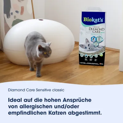 Biokat's Diamond Care Sensitive classic. Ideal für die hohen Ansprüche von allergischen und/oder empfindlichen Katzen abgestimmt. Biokat's Diamond Care Sensitive classic. Ideal für die hohen Ansprüche von allergischen und/oder empfindlichen Katzen abgestimmt.