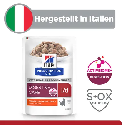 Hill's Prescription Diet Digestive Care i/d mit Huhn, hergestellt in Italien, ActivBiome+ Digestion, S+OX Shield, Cat Food. Hill's Prescription Diet Digestive Care i/d mit Huhn, hergestellt in Italien, ActivBiome+ Digestion, S+OX Shield, Cat Food.