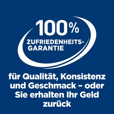 100% Zufriedenheitsgarantie für Qualität, Konsistenz und Geschmack – oder Sie erhalten Ihr Geld zurück. 100% Zufriedenheitsgarantie für Qualität, Konsistenz und Geschmack – oder Sie erhalten Ihr Geld zurück.