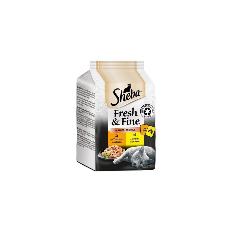 Sheba Fresh & Fine in Gelei/Saus Kattenvoer Megapack 12 x 50 g