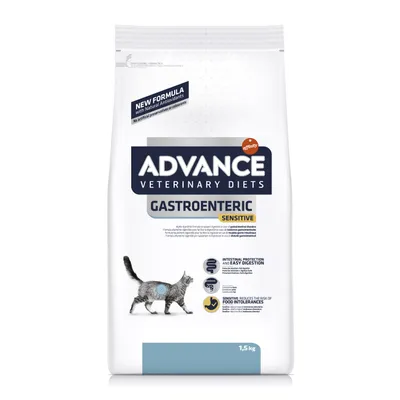Advance Veterinary Diets Gastroenteric Sensitive pour chat, 1,5 kg. Protection intestinale et digestion facile. Réduit le risque d’intolérances alimentaires. Nouvelle formule antioxydants naturels.