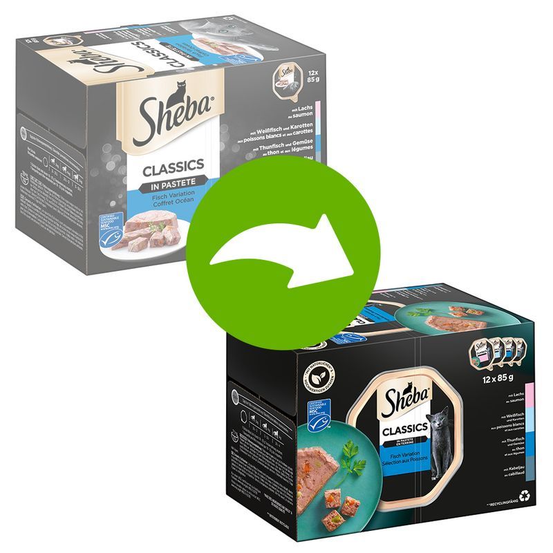 Megasparepakke Sheba Varianter skåler 144 x 85 g