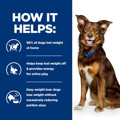 How it helps: 96% of dogs lost weight at home, helps keep lost weight off and provides energy for active play, easy weight loss without excessively reducing portion sizes.