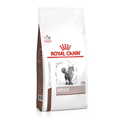 Zak Royal Canin Veterinary Nutrition kattenvoer, tekst: HEPATIC, afbeelding van een kat, S/O Index zichtbaar op de verpakking.