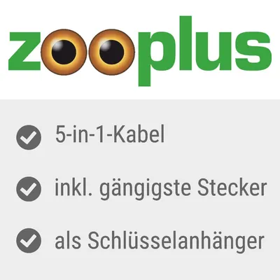 zooplus. 5-in-1-Kabel, inkl. gängigste Stecker, als Schlüsselanhänger.
